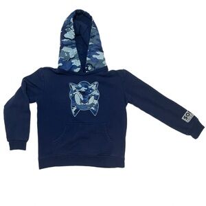 Sonic The Hedgehog Boys Blue Camo Face Pullover Hoodie Size 10/12